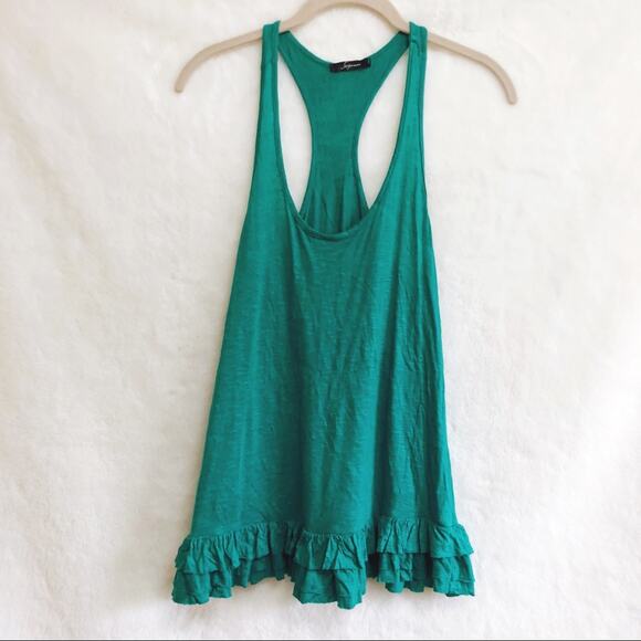 Soprano Green Sleeveless Bottom Ruffled Top - Picture 3 of 6